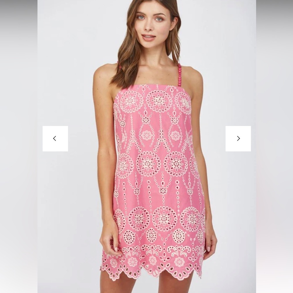 Fate Hot Pink Eyelet Shift Dress